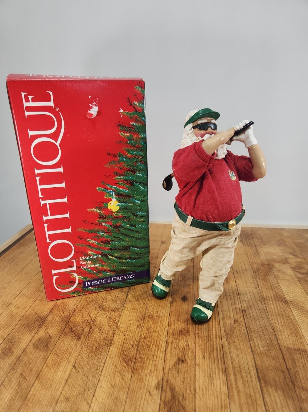 Possible Dreams Clothtique A Long Drive Golf Santa #713231 2000 w/ Box